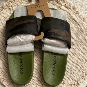 Coach Olive Green and Camouflage Slides